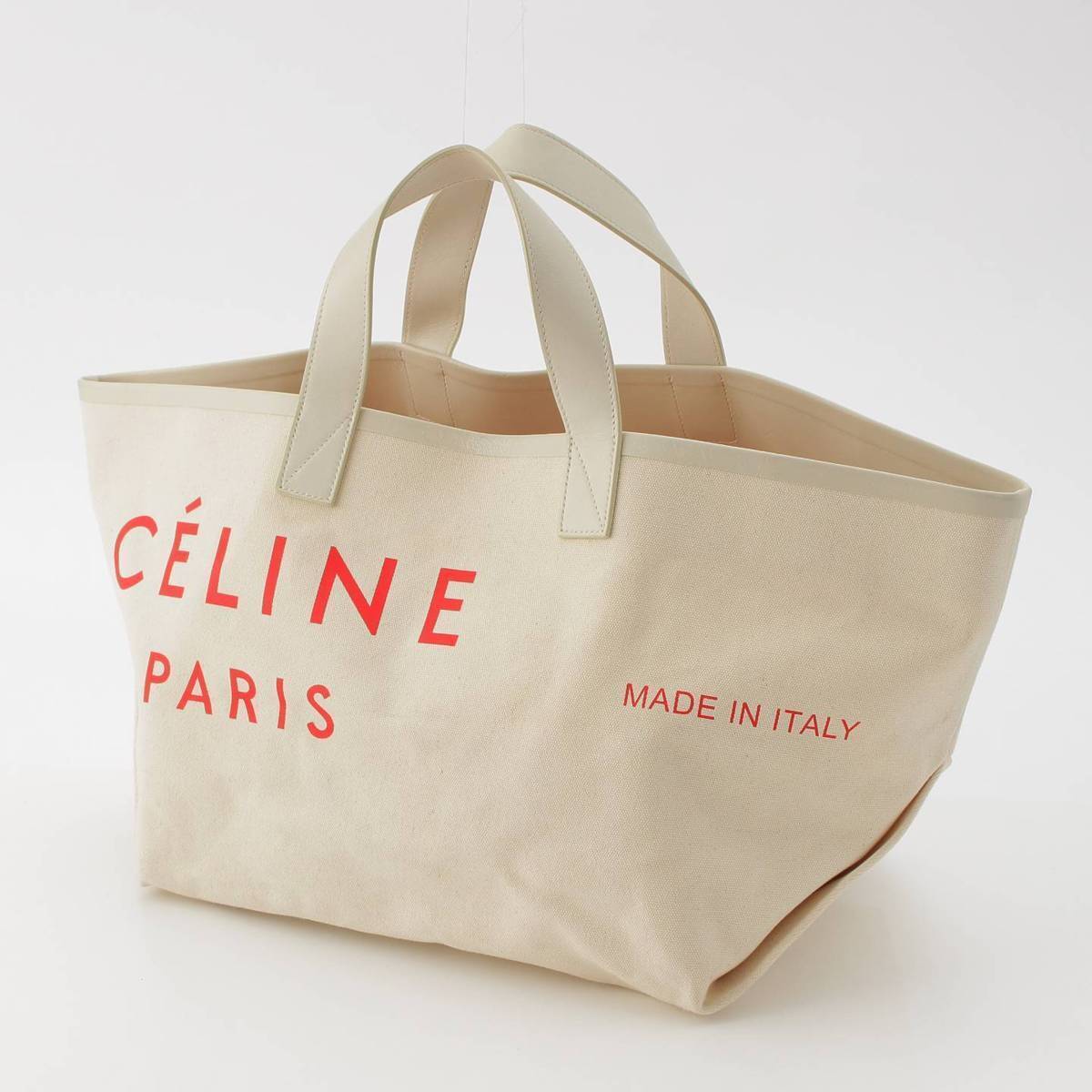 Celine Handbag Ivory Bag Tote Canvas White Logo